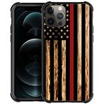 DJSOK Case Compatible with iPhone 14 Plus, Thin Red Line Wood American Flag Design case for iPhone 14 Plus Cases for Men Women Fans,Anti Scratch and Shockproof Phone Protective case