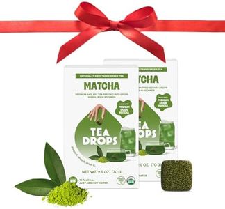 Tea Drops Lightly Sweetened Organic Tea Bulk Box | Matcha Green Tea | Iced or Hot Bagless Instant Tea Beverages Gift Set | Includes Premium Organic Japanese Matcha Powder | 10 Drops per Box