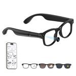 AI Smart Glasses with 1080P HD Camera, 8MP Storage, Open-Ear Bluetooth Audio, Dual Mic Noise Reduction, GPT Voice Assistant, Hands-Free Video for Travel, Vlogging & Meeting (G1 Black 1080P 32Gb)