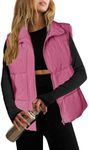 Zeagoo Women Puffer Vest Lightweight Stand Collar Sleeveless Winter Warm Zip Up Padded Outerwear Jackets with Pockets Hot Pink L