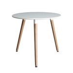 Inspirer Studio® Modern Style Side Table with Natural Wood Legs Dining Table Lounge Table (80cm Round)