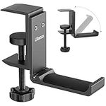 ULANZI Under Desk Headphone Stand Foldable Headset Hanger Mount, Aluminum PC Gaming Headphone Clamp Hook, Non-Slip Silicone Pad, Space Save, Universal Fit All Headphones