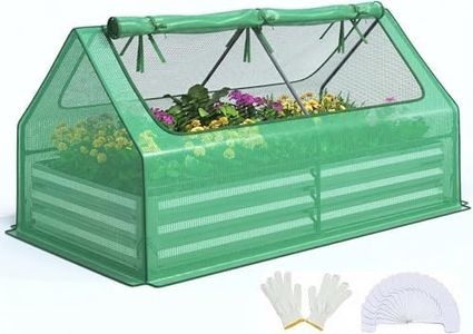 Quictent 6x3x1ft Galvanized Raised Garden Bed with Cover Metal Planter Box Kit, w/ 2 Large Screen Windows Mini Greenhouse 20pcs T Tags 1 Pair of Gloves Included Outdoor Growing Vegetables (Green)