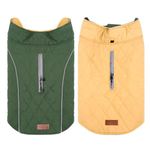 ThinkPet Dog Cold Weather Coats - Cozy Waterproof Windproof Reversible Winter Dog Jacket, Thick Padded Warm Coat Reflective Vest Clothes for Puppy Small Medium Large Dogs Small Green