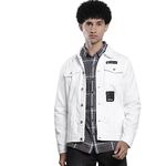 The Indian Garage Co Men's Cotton Slim Fit Standard Length Jacket (0621-Drjkt02-01_White Small)