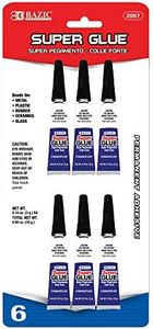 BAZIC Products Super Glue 3g/0.10 Oz., Small Tube Clear Adhesive Fluid Liquid Bonding for Office & Home Improvement (6/Pack), 24-Pack