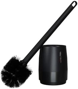 Toilet Bowl Brush and Holder Set for Bathroom, Toilet Cleaning Scrubber Cleaner Brush for Bathroom for Deep Cleaning with Stiff Plastic Bristle, Ventilated Holder (Black)