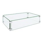 vchin Fire Pit Wind Guard, 23.5"x11.5"x6" Glass Wind Guard for Fire Pit Square Table. Made of Clear Tempered Glass. The Glass Firepit Wind Guard Set with Assembly Instructions. Easy to Install