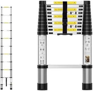 PORIYA Telescopic Aluminium Ladder Extendable Adjustable Step Ladder, Lightweight and Portable, Aluminium Thicken Extension Ladders for Home, DIY, Commercial Use, with 150kg Load Capacity (3.8M)