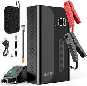 2000A Car Jump Starter with Air Compressor& LED Light, 150PSI Portable Tire Inflator, 12V Battery Booster, LCD Display - Black