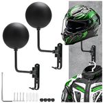 Torolle 2 Pack Motorcycle Helmet Holder Wall Mount, 180° Rotation Helmet Rack Hanger Lightweight Aluminium Alloy with Hooks for Racing Coat Suit, Bike Rugby Baseball Helmet