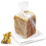 Bread Bags with Ties, Reusable, 200 Clear Bags and 200 Ties, Bread Bag For Homemade Bread And Bakery Loaf Adjustable Reusable