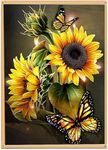 Sunflower Stamped Cross Stitch Kits - Needlepoint Counted Cross Stitch Kits for Beginners Adults Butterfly Patterns Dimensions Embroidery Kits Arts and Crafts (11CT Without Frame)