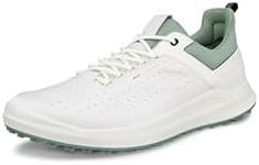 ECCO Men's Core Lace Waterproof Golf Shoe, White/Sedum Green, 10-10.5