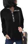 BTFBM Women 2023 Fashion Quilted Pattern Lightweight Zipper Long Sleeve Plain Casual Ladies Sweatshirts Pullovers Shirts Tops (Button Black, Medium)