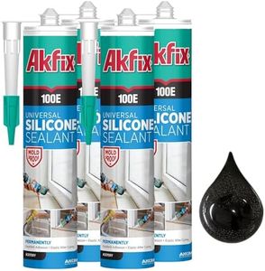 Akfix 100E RTV Black Silicone Caulk (4x10.1 fl.oz.) - 100% Waterproof Silicone Sealant for Kitchen and Bathroom, Shower, Toilet, Sink, Window and Door, No Yellowing | Black, 4 Pack