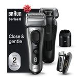 Braun Series 8 Electric Shaver for Men, with 4+1 Shaving Elements & Precision Long Hair Trimmer, PowerCase for Mobile Charging, Wet & Dry Electric Razor with 60min Runtime, 8577cc Galvano Silver