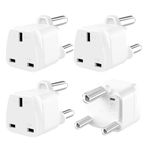 LUKELI 4 Pack UK to South Africa Plug Adapter South Africa Power Adapter 3-Pin UK Travel Adapter for South Africa Namibia Swaziland Lesotho Bhutan Botswana and More (4Pcs White UK to South Africa)