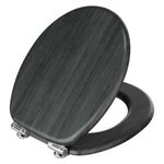 DERW Wooden Toilet Seat Soft Close, Heavy Duty Toilet Seat O-Shape - 250kg Capacity Premium Natural Wood, Skin-Friendly & Anti-Bacterial, Anti-Aging Loo Seat With Adjustable Hinges Easy Bottom Install