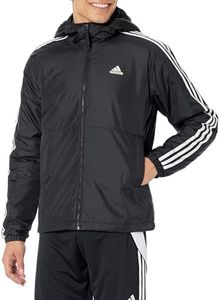 adidas Men's Essentials 3-Stripes Insulated Hooded Jacket, Black, Large