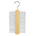 Tie Hanger Wooden Hangers Wardrobe Tie Organiser - Stylish Hanging Storage Rack With 20 Chrome Bars With Swivel Hook for Tie, Belt, Scarf Beech Wood Tie Rack Hanger (Wood)