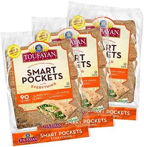 Toufayan Everything Smart Pockets Pita Bread | Low Sodium | Low Calorie | Vegan (3 Pack, 18 Pitas Total)