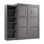 Bestar Pur Queen Murphy Bed with Shelving Unit, 90-inch Space-Saving Wall Bed for Multipurpose Room