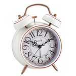 FLOITTUY Loud Alarm for Deep Sleepers 4'' Retro Twin Bell Alarm Clock with Backlight for Bedroom and Home Decoration(Retro White)