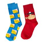 THELA GAADI Censored & Smily Printed Socks | Pure Cotton Printed Funky Socks for Men & Women | Unisex, Crew Length Socks | Odour Free, Breathable, Adaptive Fit | Pack of 2