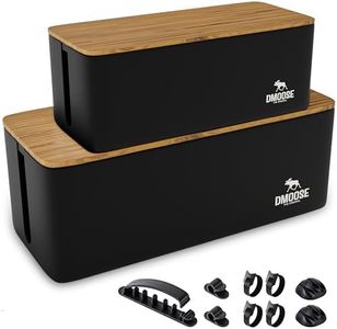 DMoose Cable Management Box - Ultimate Cord Hider & Power Strip Cover - Spacious, Durable & Stylish Cord Concealer & Storage Box for Tidy Workspace - Wire Organizer for Home & Office & Surge Protector