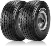 Cenipar 4.10/3.50-4" Flat Free Tire and Wheel 10" Heavy Duty Solid Flat-Free Replacement Tire with 5/8" Axle Borehole-10” Flat Free Tubeless Tires for Wagon Wheelbarrow Garden Cart and Trolleys