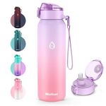 WEMEET Insulated Water Bottle with Removable Straw 24oz, 18/10 Stainless Steel Double Walled Metal Sport Water Bottle, for Work, Gym, Travel, School(PURPLE PINK)