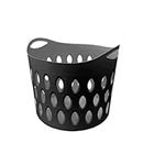 Optimal Products Plastic Laundry 26L & 50L Basket Home Clothes Washing Large Flexible Basket Small & Tall UK (Black Small)