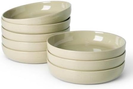 famiware Milkyway 33 oz Pasta Bowls Set of 8, Light Cream Green