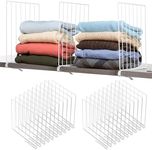 Therwen 20 Pack Shelf Dividers, Metal Closet Shelf Organizer for Wood Shelves Wire Vertical Closet Shelf Dividers for Clothes Books Kitchen Cabinet Bedroom Storage Organization, White