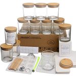 MILIVIXAY 12 Pack 7 OZ Clear Glass Candle Jars with Lids and Candle Making Kits - Bulk Empty Candle Jars for Making Candles - Spice, Powder Containers.