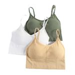 SANGANI, Women Cotton Padded Wire Free Sports Bra Fitness Yoga Free Size (Pack of 3), Size (28-32). (B, Blck-Skin-Grey, Free)