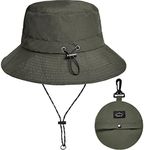 Army Green Waterproof Bucket Hat for Women and Men - UV Protection Beach Sun Hat Fishing Safari Boonie Hat Rain Hat Adjustable Packable