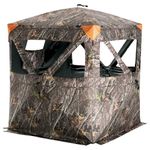 VEVOR Hunting Blind, 270° See Through Ground Blind, 1-2 Person Pop Up Deer Blind for Hunting with Carrying Bag, Portable Resilient Hunting Tent, 3 Horizontal Windows for Turkey and Deer Hunting