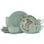 Fitz & Floyd English Garden Bird 16 Piece Dinnerware Set, Service for 4, Blue