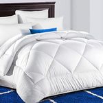 All Season Comforter King Size White,Thick Comforter for Night Sweats,Down Alternative Comforter,Duvet Insert with 8 Corner Tabs, Winter Warm Quilts Hotel Collection Reversible Fluffy Hypoallergenic