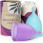 EcoBlossom Reusable Menstrual Cup Set - The Most Reliable Medical Grade Silicone Period Cups - Comfortably use for 12 Hours (2 Large Cups)