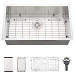 32 Undermount Stainless Steel Kitchen Sink - Dorzom 32" x 17" x 9" 16 Gauge Stainless Steel Single Bowl Under Mount Kitchen Sink Basin with Accessories