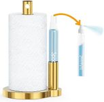 SpaceAid SprayNeat Paper Towel Holder with Spray Bottle, Countertop Paper Towels Dispenser Stand with Sprayer Inside Center, Under Cabinet Papertowels Roller for Kitchen (Gold)