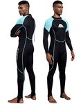 NeopSkin Diving Skin Women Men Youth 2mm Neoprene Wetsuit One Piece Full Body Dive Suit Thin Wet Suits for Scuba Diving Snorkeling Surfing Swimming (Men's Black/Aquamarine, Men's Medium)