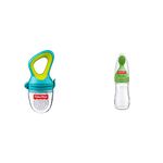 Fisher-Price Ultra Care Food Nibbler with Extra Mesh, Blue & Fisher-Price Squeezy Silicone Food Feeder, Green, 125ml