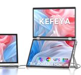 KEFEYA 15.6" Triple Screen Laptop Monitor Extender, 1080P FHD Portable Monitor for 13"-17.3" Laptops, Plug and Play HDMI/USB-A/USB-C for Mac/Wins/Chrome