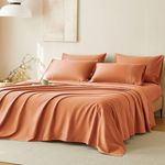 JELLYMONI King Sheet Sets Orange - 400 Thread Count 100% Cotton Sateen Sheets for King Size Bed, Soft and Cooling Sheets, 4 Pieces Hotel Luxury Bedding, Easy Care Cotton Sateen Sheet Set