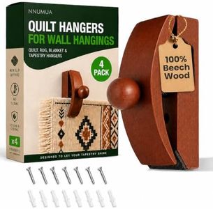 NNUMUA Quilt Hanger for Wall for Display Beech Wood - Adjustable Heavy Duty Quilt, Rug & Tapestry Hangers for Walls - 4 Pack with Hardware