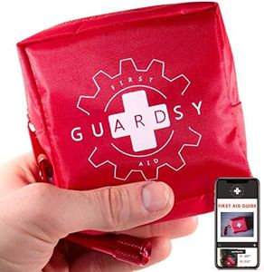Guardsy Mini First Aid Kit | Compact Small Medical Emergency Survival Kit perfect for Car, Travel, Hiking, Camping, Outdoor, Cycling, Running, Home, Vehicle, Sports. With Digital First Aid Guide app